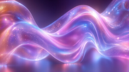 Obraz premium Abstract Shimmering Neon Wave With Glitter and Sparkling Highlights Background