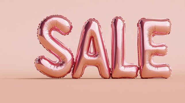 Bright pink inflated letters spelling sale stand out against a soft background, perfect for promotions or festive events and ideal for retail displays
