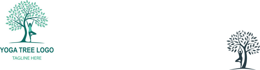 Obraz premium Yoga Tree Logo and icon on white background