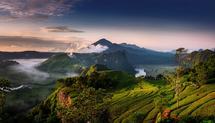 mountain and forest