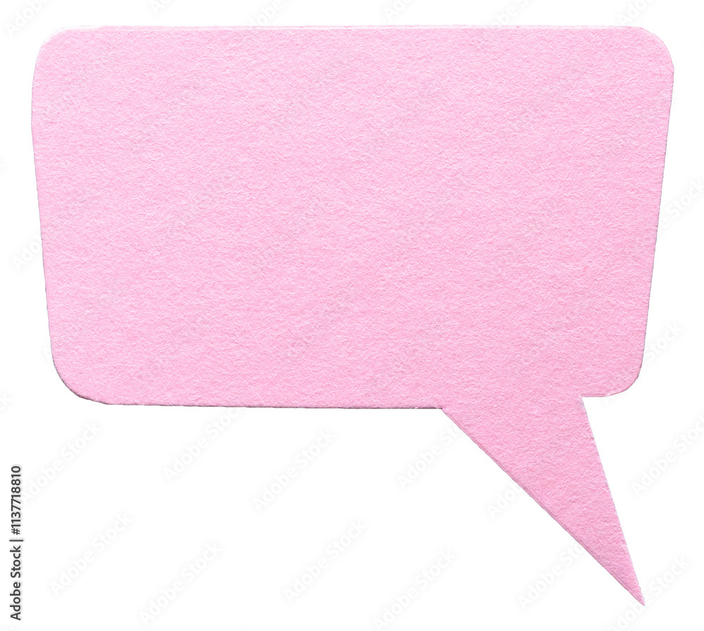 Fototapete pink blank cut out cardboard paper speech bubble with round rounded corners rough edges, copy space 