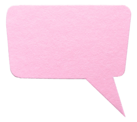 Pink blank cut out cardboard paper speech bubble with round rounded corners rough edges, copy space for text on transparent png background design element