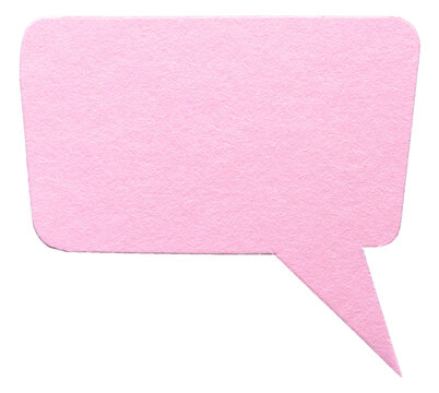 Pink blank cut out cardboard paper speech bubble with round rounded corners rough edges, copy space for text on transparent png background design element