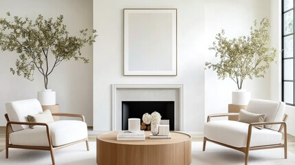 chairs and sofa near fireplace interior design of modern living room