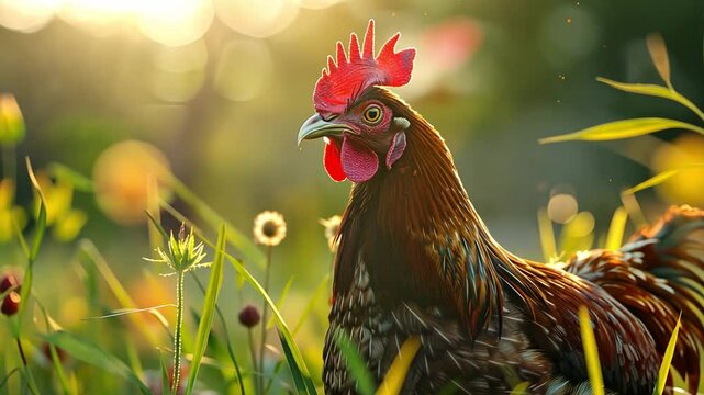Mother hen in nature Footage 4K