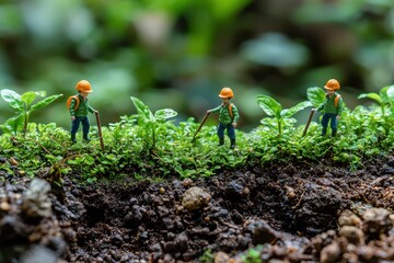 Obraz premium Tiny People Restoring Habitat in Natural Space