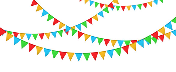 Obraz premium Garland pennants Decorative colorful party pennants for birthday celebration, festival
