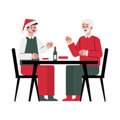 Fototapeta premium Vector Hand Drawn Illustration of a Festive Christmas Dinner Scene