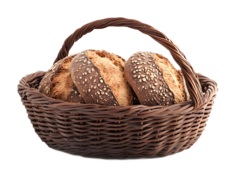 bread basket isolated on white background 