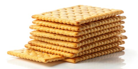 High-resolution PNG: minimalist white backdrop features delicate, textured crackers.  Perfect for food blogs.