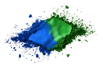 brazilian flag colors in creative powder explosion isolated png transparent background