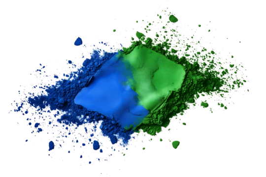 brazilian flag colors in creative powder explosion isolated png transparent background