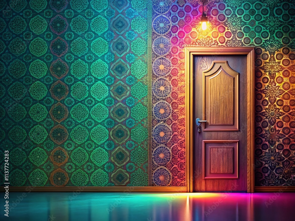Poster modern door texture in abstract background with right positioning for versatile design applications 