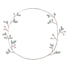 Leafy doodle frame design element