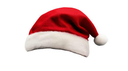 Photo of a red Christmas Santa Claus hat isolated on transparent isolated background, png file
