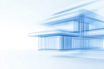 Obraz premium Abstract blue transparent house with dynamic lines