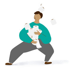 Man hoarding toilet paper covid-19 awareness transparent png