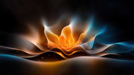 A mesmerizing digital fractal design displayed on a deep black background
