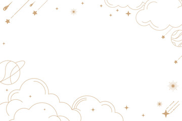 Obraz premium Celestial png frame, aesthetic sky element for planner, transparent background