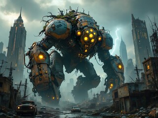 Dystopian War Machine Roaming a Post-Apocalyptic Wasteland