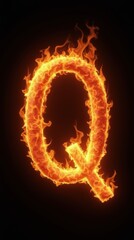 Blazing Letter Q in Flames