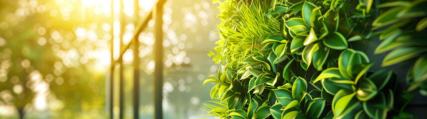 Fototapeta premium A real eco friendly modern complex of a residential building or business center with a green concept to protect the environment from carbon dioxide emissions.