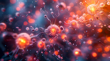 Glowing Neurons and Synapses in Abstract Scientific Illustration