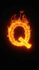 Blazing Letter Q in Flames