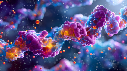 Obraz premium Colorful Abstract Representation of DNA Molecule in 3D Visual