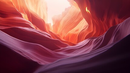 A photo of a majestic canyon illuminated by soft morning light, with layered rock formations in shades of red and orange.