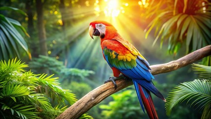 Obraz premium Vibrant Macaw Background Images: Stunning Rule of Thirds Photography