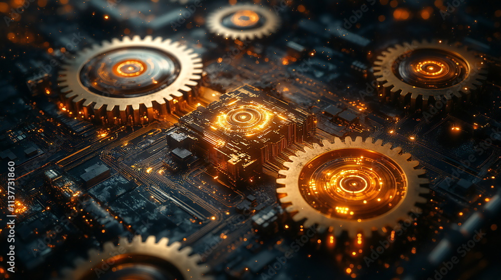 Aufkleber intricate gears and circuitry showcase the fusion of technology and artificial intelligence