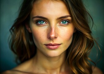 Fototapeta premium Natural Beauty: Woman Without Makeup, Portrait Photography, Skincare, Fresh Face, Minimalist Makeup, Au Naturel, Radiant Skin