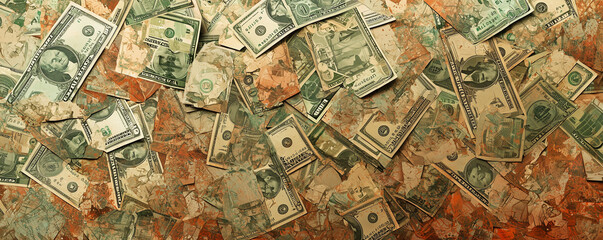 Fototapeta premium Money background. A lot of different dollars bills. texture