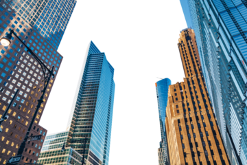 Modern skyscrapers in business city isolated on transparent png