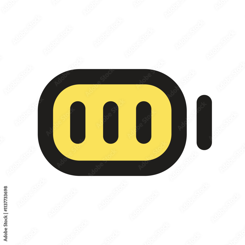 Aufkleber the image shows a simple pixel art depiction of a battery with three charging indicators.