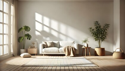 Fototapeta premium Sleek Modern Style with Cozy Seating and Expansive Windows