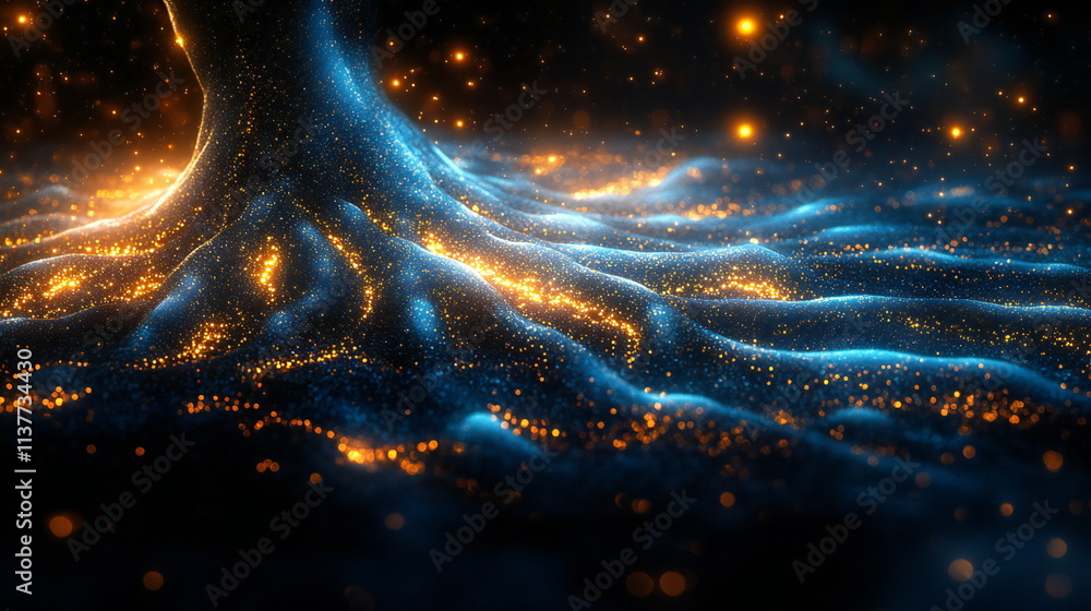 Aufkleber luminescent roots of a digital tree showcasing artificial intelligence through vibrant colors and ma