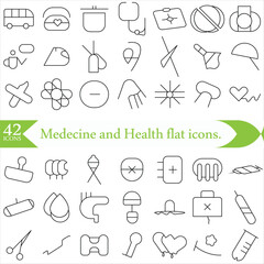 Fototapeta premium Medecine and Health flat icons. Collection health care medical sign icons – for stock