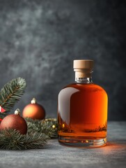 Rustic Artisan Mead Bottle with Festive New Year DÃ©cor
