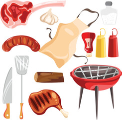 hand drawn barbecue theme vector elements pack
