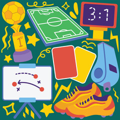 hand drawn football theme vector elements pack