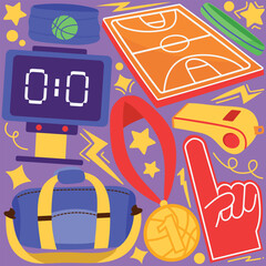 hand drawn basketball theme vector pack