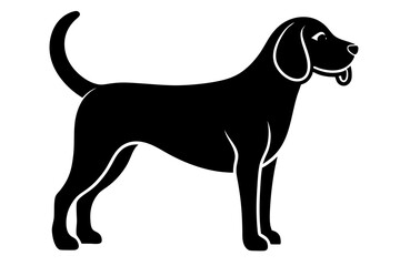 Beagle Silhouette Vector Illustration of a Dog Sniffing with Nose to the Ground