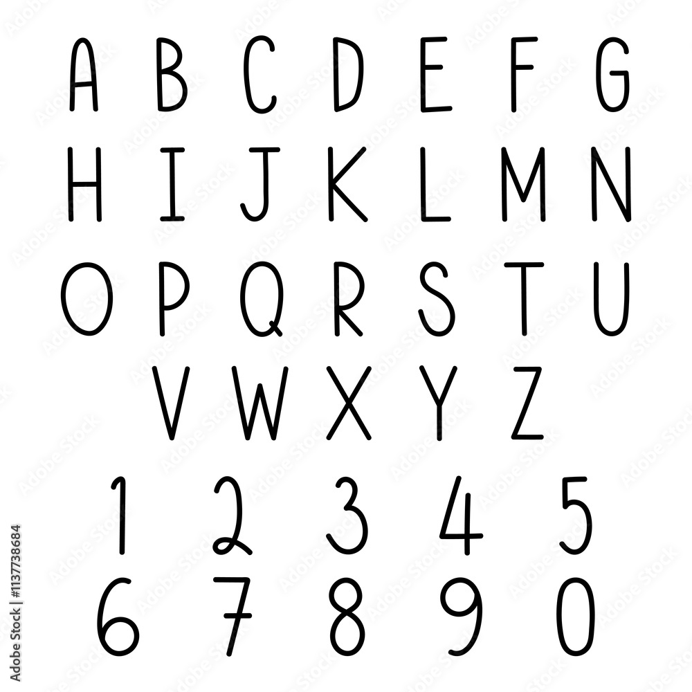 Aufkleber alphabet and number set design element
