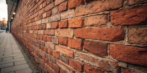 Weathered Red Brick Wall with Rough Textures