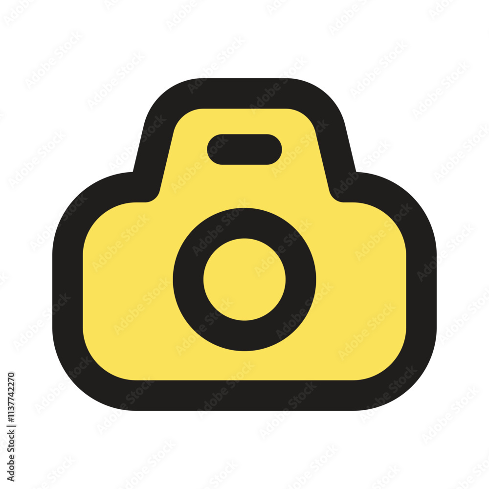 Poster the image shows a minimalist pixel art representation of a camera icon in yellow.