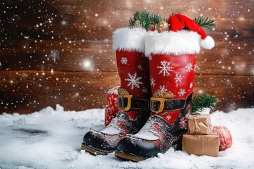 Nikolaus nicht vergessen! Nikolausstiefel mit Hinweisschild