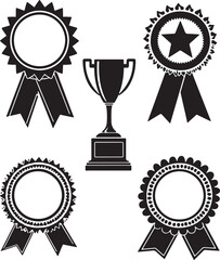 Fototapeta premium Silhouette Award icon, sign symbol vector illustration set collection isolate on white background