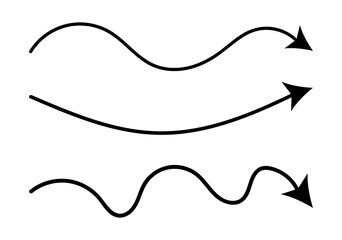 illustration of curvy and wavy arrows set pointing towards right side
